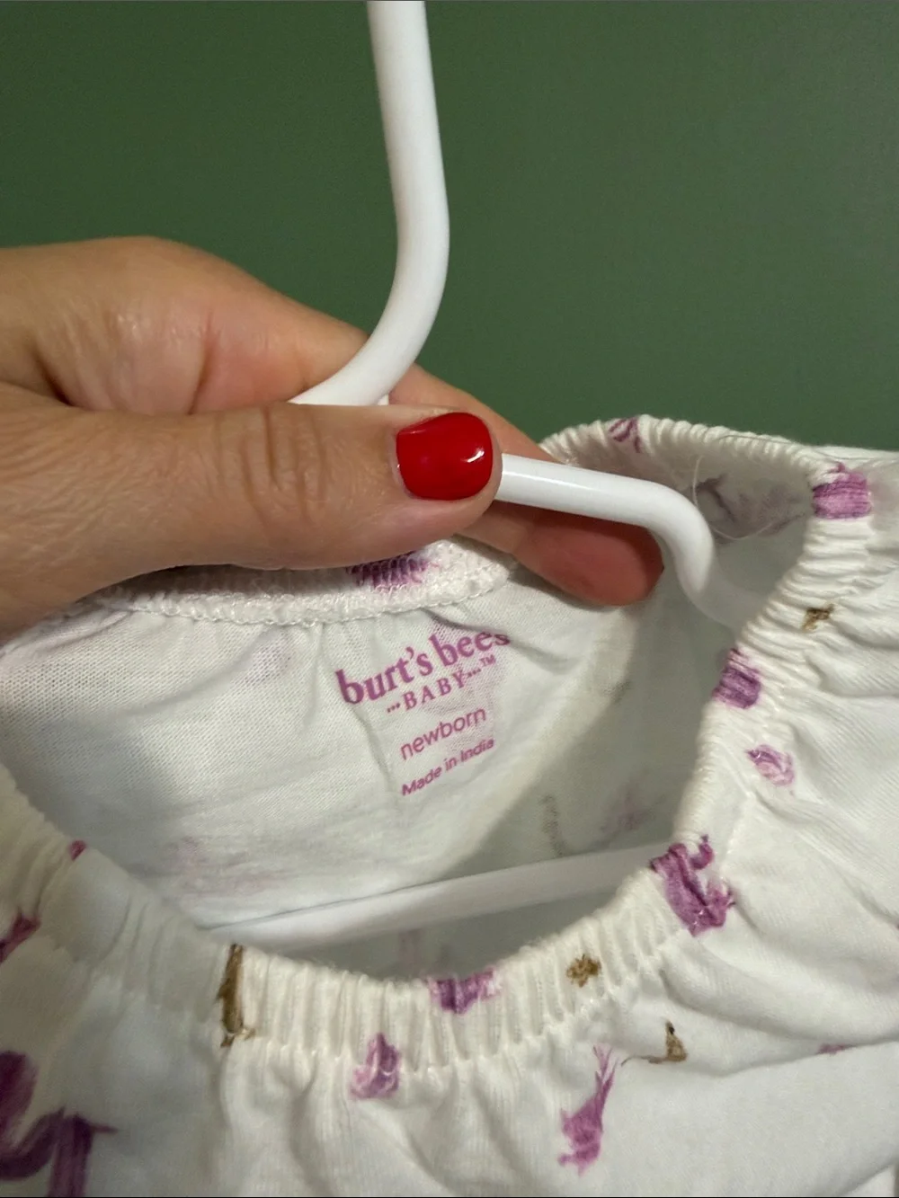 Burt’s Bees Newborn White Baby Romper with Purple Cactus Print 🌵💜